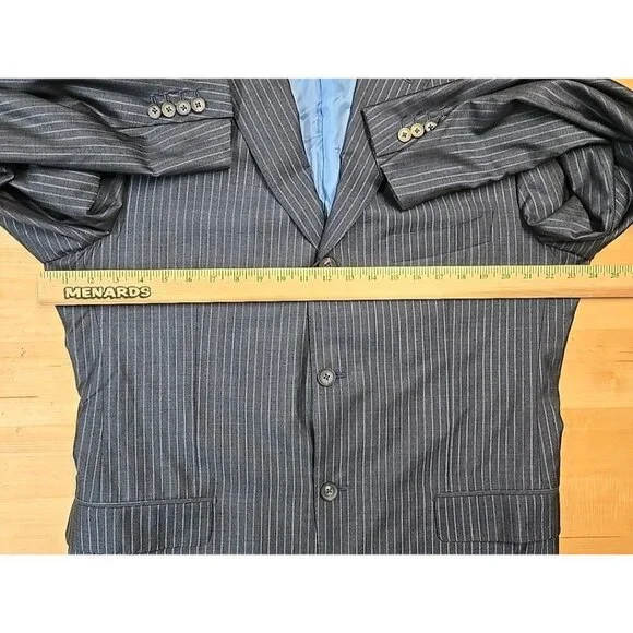 ISAIA Napoli Wool Silk Blend Blazer Mens Size 48R Blue Striped Working Cuffs